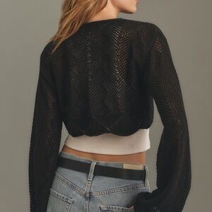 Flat White Squiggle Cropped Sweater